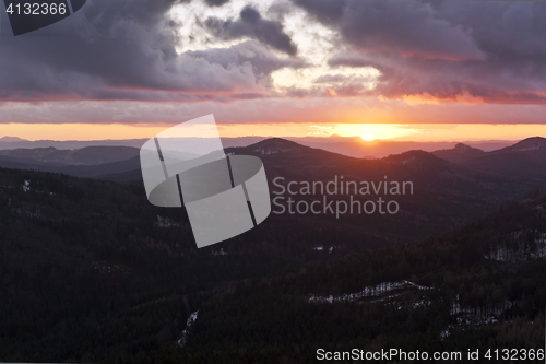 Image of Mountain and sunset