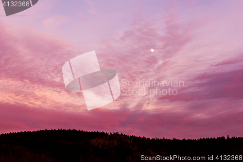 Image of Pink sky with moon