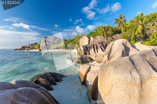 Image of Beautiful Anse Source d\'Argent tropical beach, La Digue island, Seychelles.