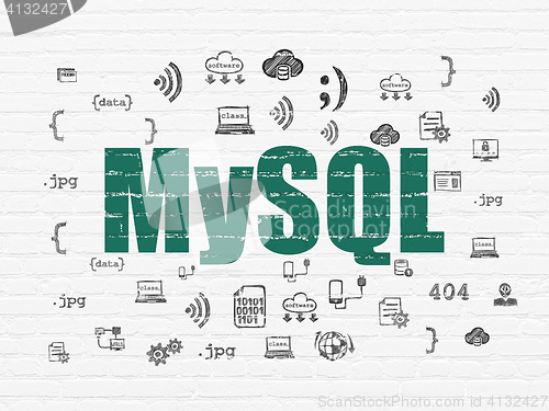 Image of Programming concept: MySQL on wall background