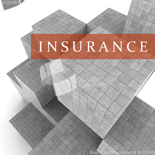 Image of Insurance Blocks Shows Financial Policy And Indemnity 3d Renderi