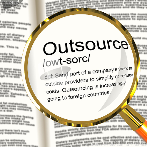 Image of Outsource Definition Magnifier Showing Subcontracting Suppliers 