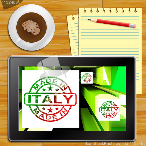 Image of Made In Italy On Cubes Shows Italian Manufacture Tablet