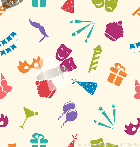 Image of Seamless Pattern of Party Objects, Wallpaper for Holidays