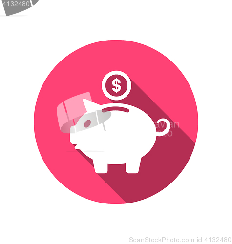 Image of Flat icons of piggy bank concept, long shadow style