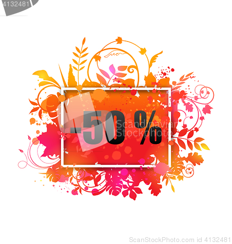 Image of Autumn Sale -50% Discount, Grunge Banner,