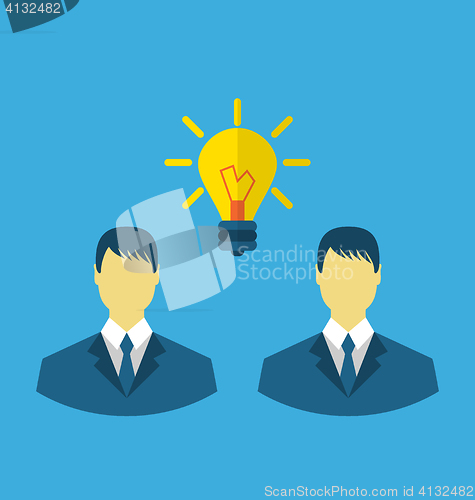 Image of Business people with light bulbs as a concept of new ideas