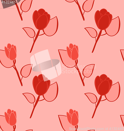 Image of Seamless Pattern with Flowers, Background with Vintage Colors