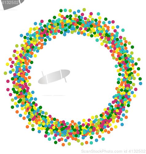 Image of Christmas background round frame from colourful confetti