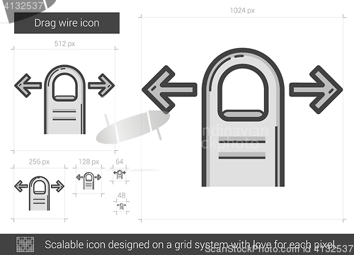 Image of Drag wire line icon.