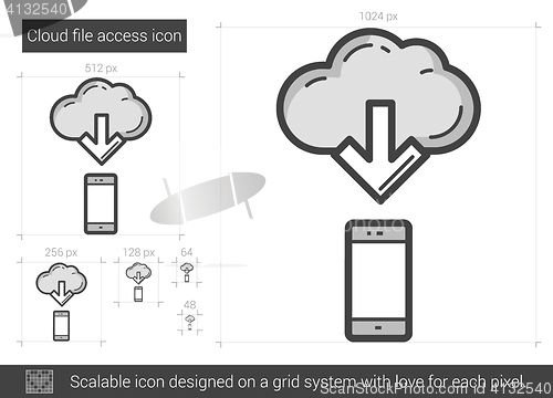 Image of Cloud file access line icon.