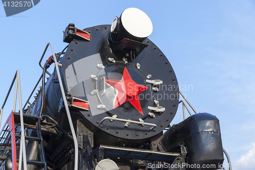 Image of old steam locomotive close up