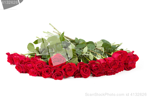 Image of Bouquet of fresh red roses isolated