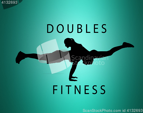 Image of The silhouette of fit woman and man doing some push ups at the gym