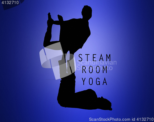 Image of The silhouette of two people doing yoga exercises