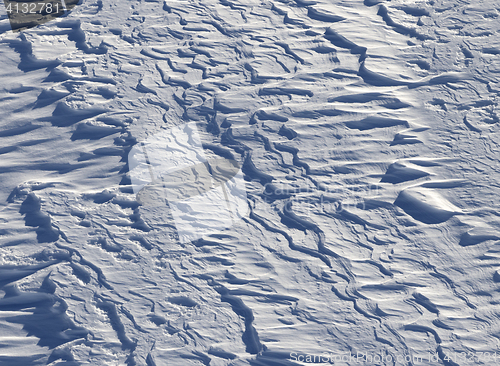 Image of Off-piste slope after snowfall in ski resort