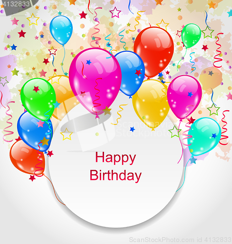 Image of Birthday Celebration Card with Colorful Balloons