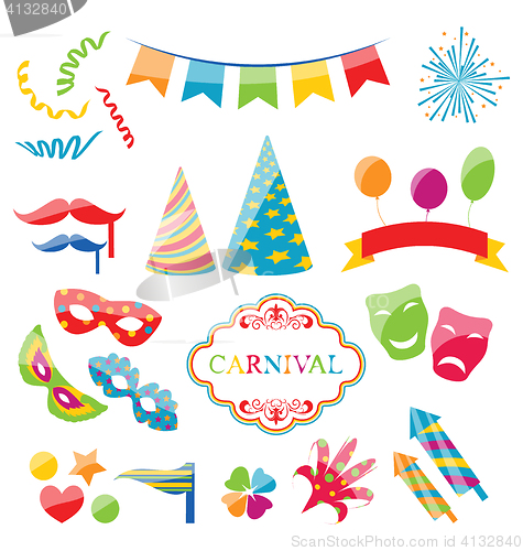 Image of Set colorful objects of carnival, party, birthday