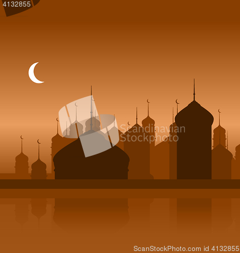 Image of Ramadan Background with Silhouette Mosque