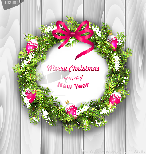 Image of Christmas Wreath with Balls, New Year and Christmas Decoration