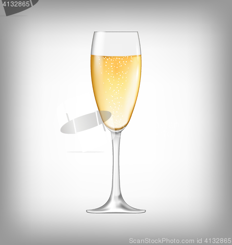 Image of Realistic Glass of Champagne Isolated