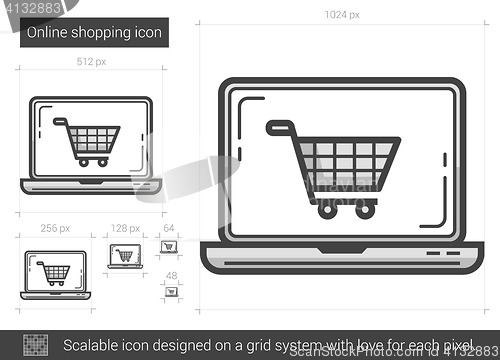 Image of Online shopping line icon.
