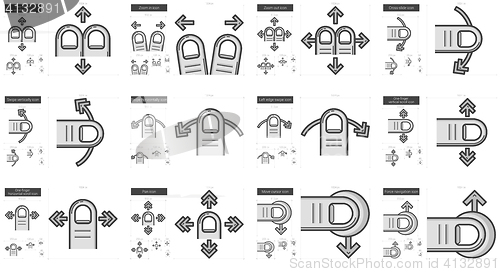 Image of Touch gestures line icon set.