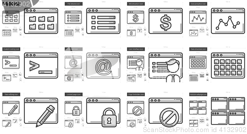 Image of Application line icon set.