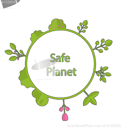 Image of Frame form circle green earth plant flower cry safe planet