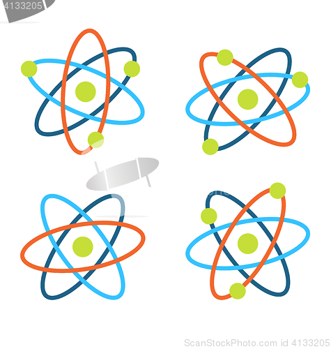 Image of Atom Symbols for Science, Colorful Icons Isolated on White Background