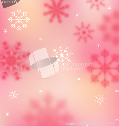 Image of New Year pink wallpaper with snowflakes