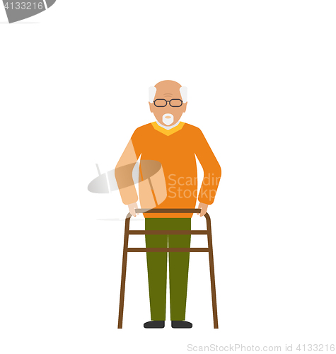 Image of Old Disabled Man Isolated on White Background