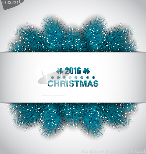 Image of Christmas Border with Blue Fir Branches