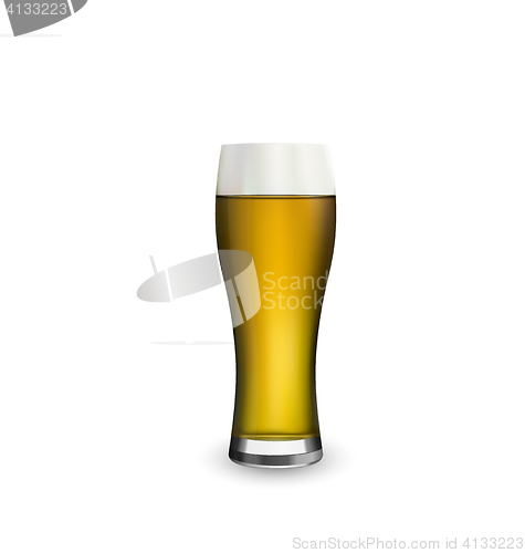 Image of Close up realistic glass of beer isolated on white background