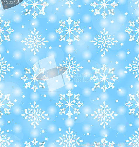 Image of Seamless Pattern with Beautiful Snowflakes