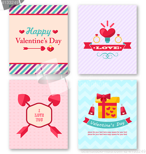 Image of Set Beautiful Brochures for Happy Valentine\'s Day