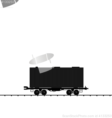 Image of Illustration wagon cargo railroad train, black transportation ic