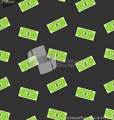 Image of Seamless Pattern with American Money Dollars Bank Notes