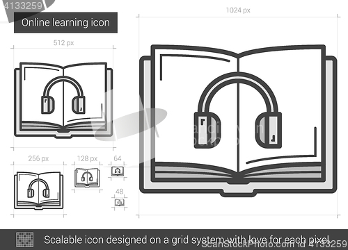 Image of Online learning line icon.