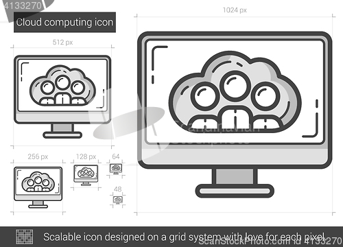 Image of Cloud computing line icon.