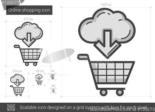 Image of Online shopping line icon.