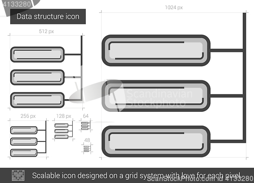 Image of Data structure line icon.