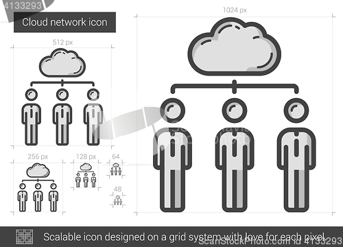 Image of Cloud network line icon.