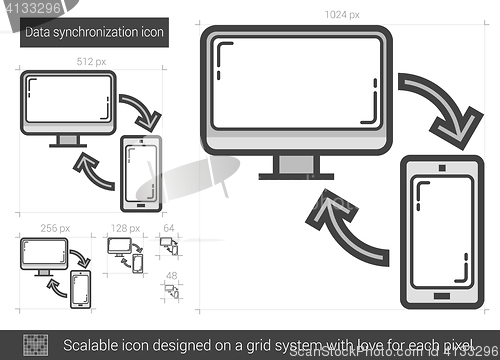 Image of Data synchronization line icon.