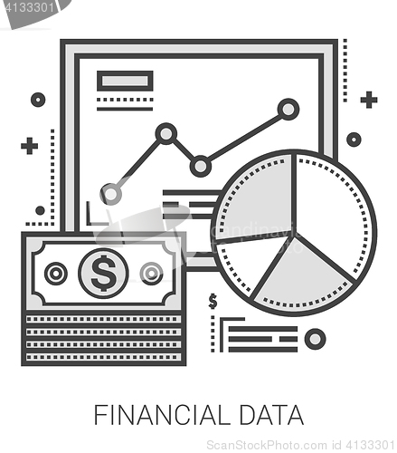 Image of Financial data line icons.