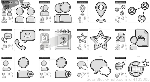 Image of Social media line icon set.