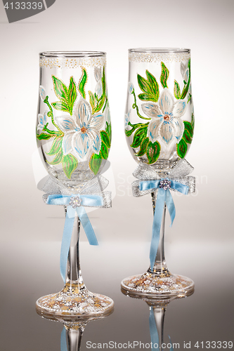 Image of Wineglasses On Glass Background