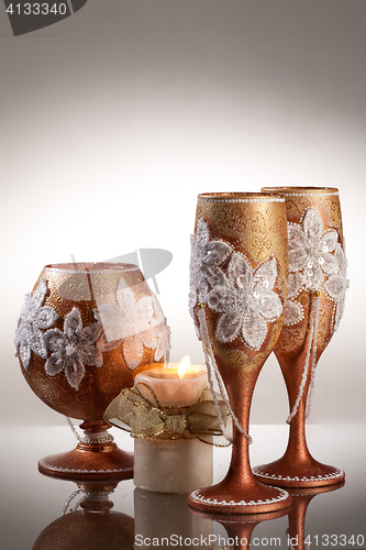 Image of Wineglasses On Glass Background