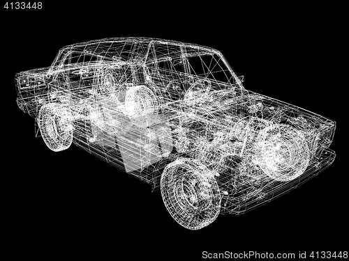 Image of 3d model cars. 3D illustration