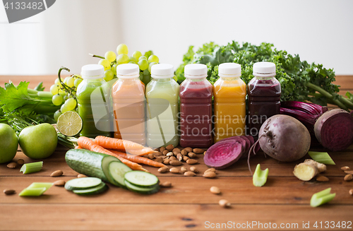 Image of bottles with different fruit or vegetable juices